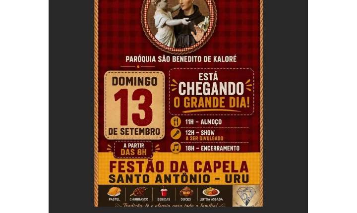 Festa da Capela Santo Antônio reúne comunidade e visitantes neste domingo em Kaloré