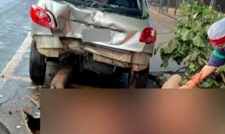Motociclista perde o controle e bate em carro estacionado em Mandaguari