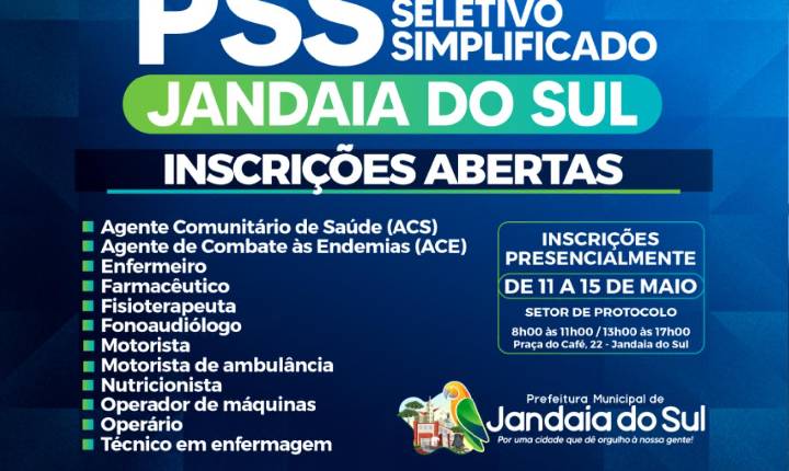 Prefeitura de Jandaia do Sul abre PSS com vagas em diversas áreas