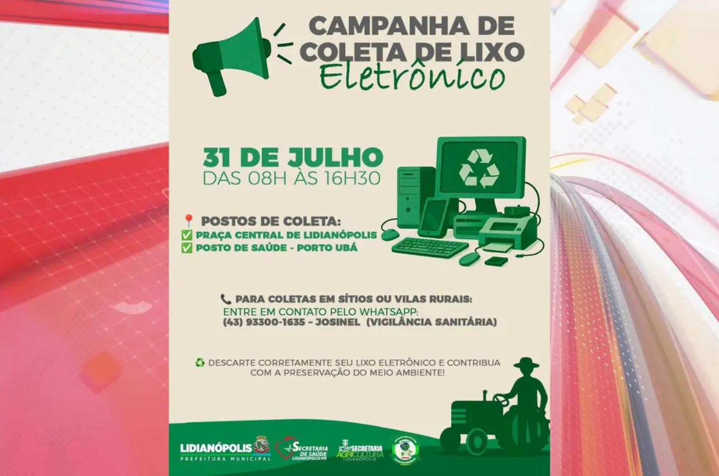 Lidianópolis realizará Coleta de Lixo Eletrônico; veja programação