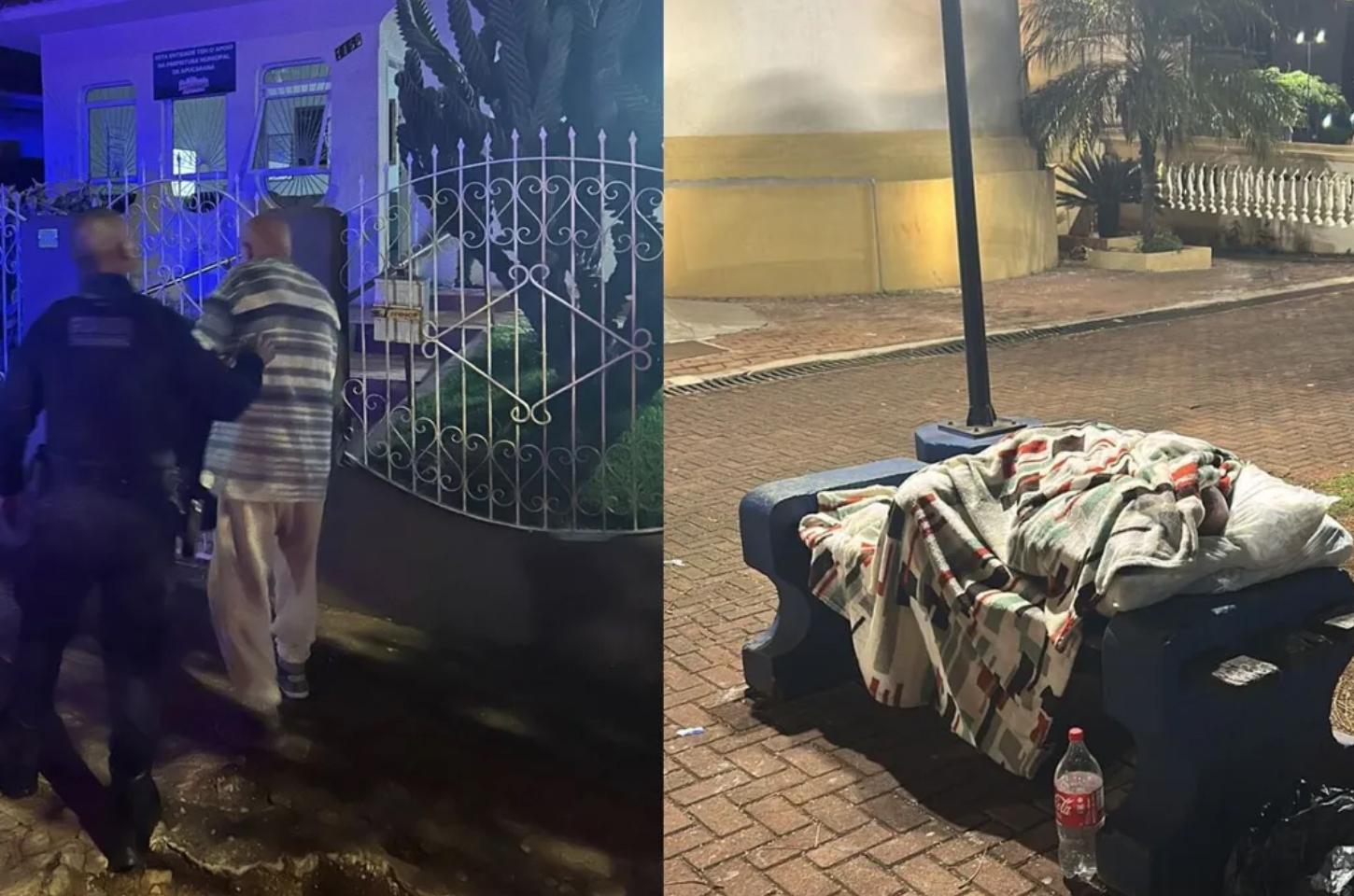 Morador de rua passando frio é acolhido em ação da GCM em Apucarana