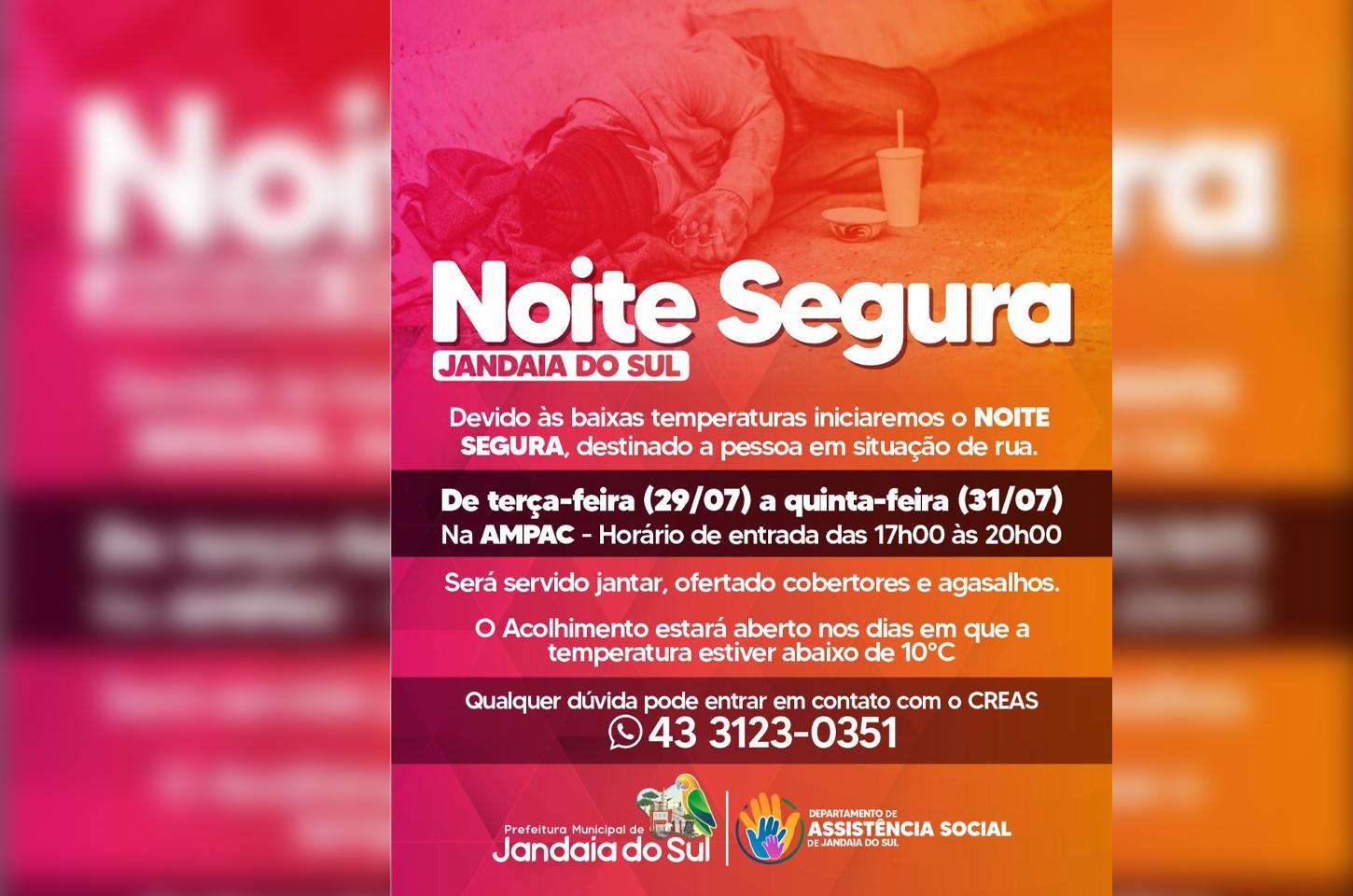 Prefeitura de Jandaia do Sul reativa o programa Noite Segura para acolhimento durante o frio