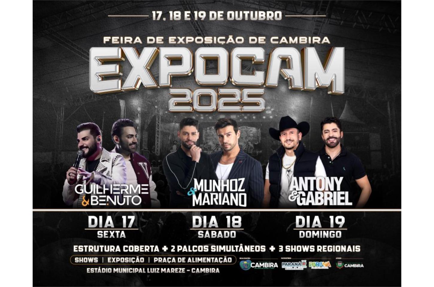 EXPOCAM 2025 promete agitar Cambira com grandes shows e programação diversificada