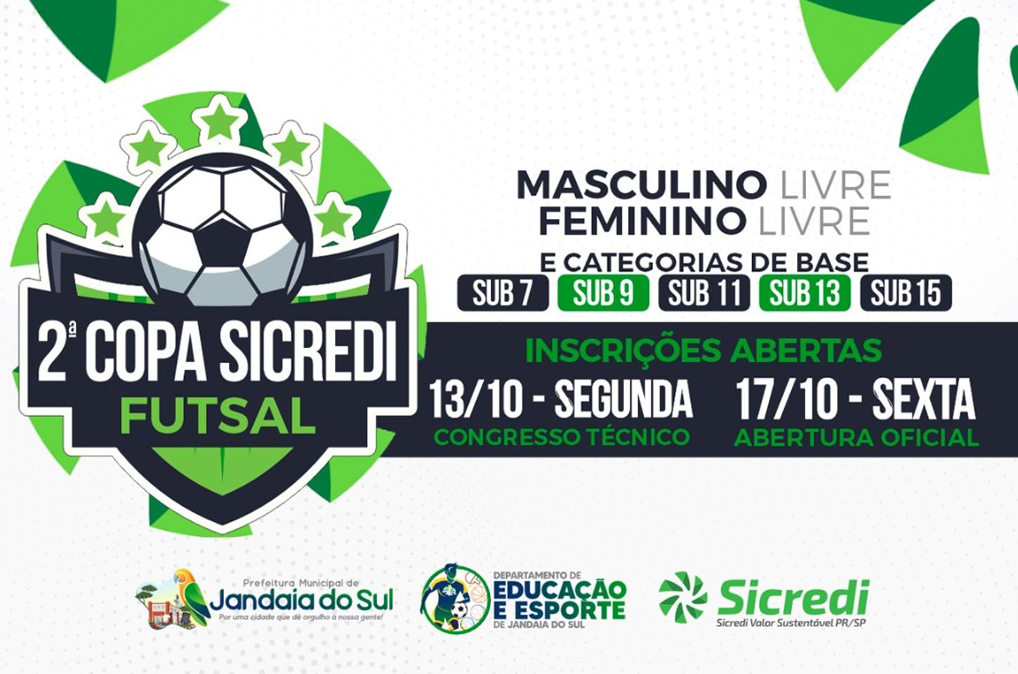 Prefeitura de Jandaia do Sul abre inscrições para a 2ª Copa Sicredi de Futsal