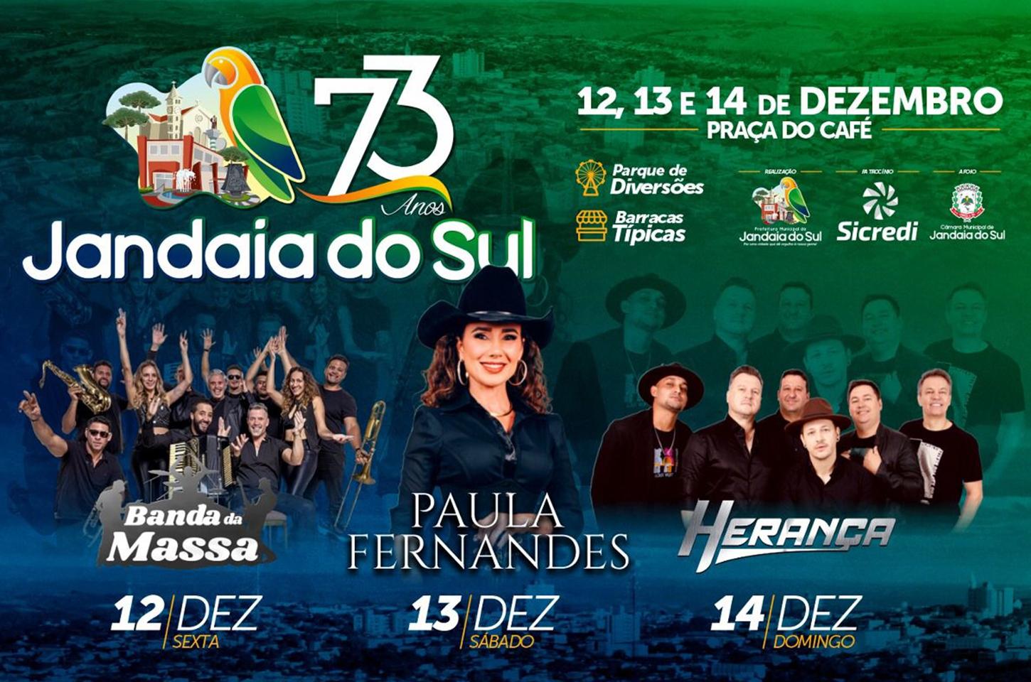 Jandaia do Sul celebra 73 anos com três dias de festa na Praça do Café