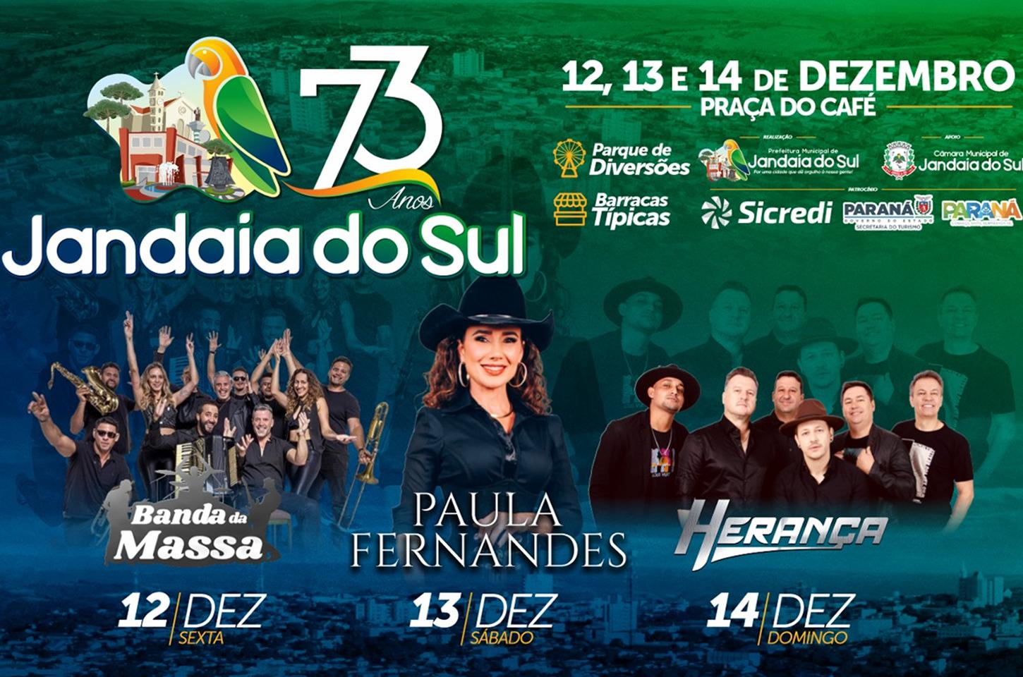 Jandaia do Sul celebra 73 anos: festa de aniversário começa nesta sexta (12)