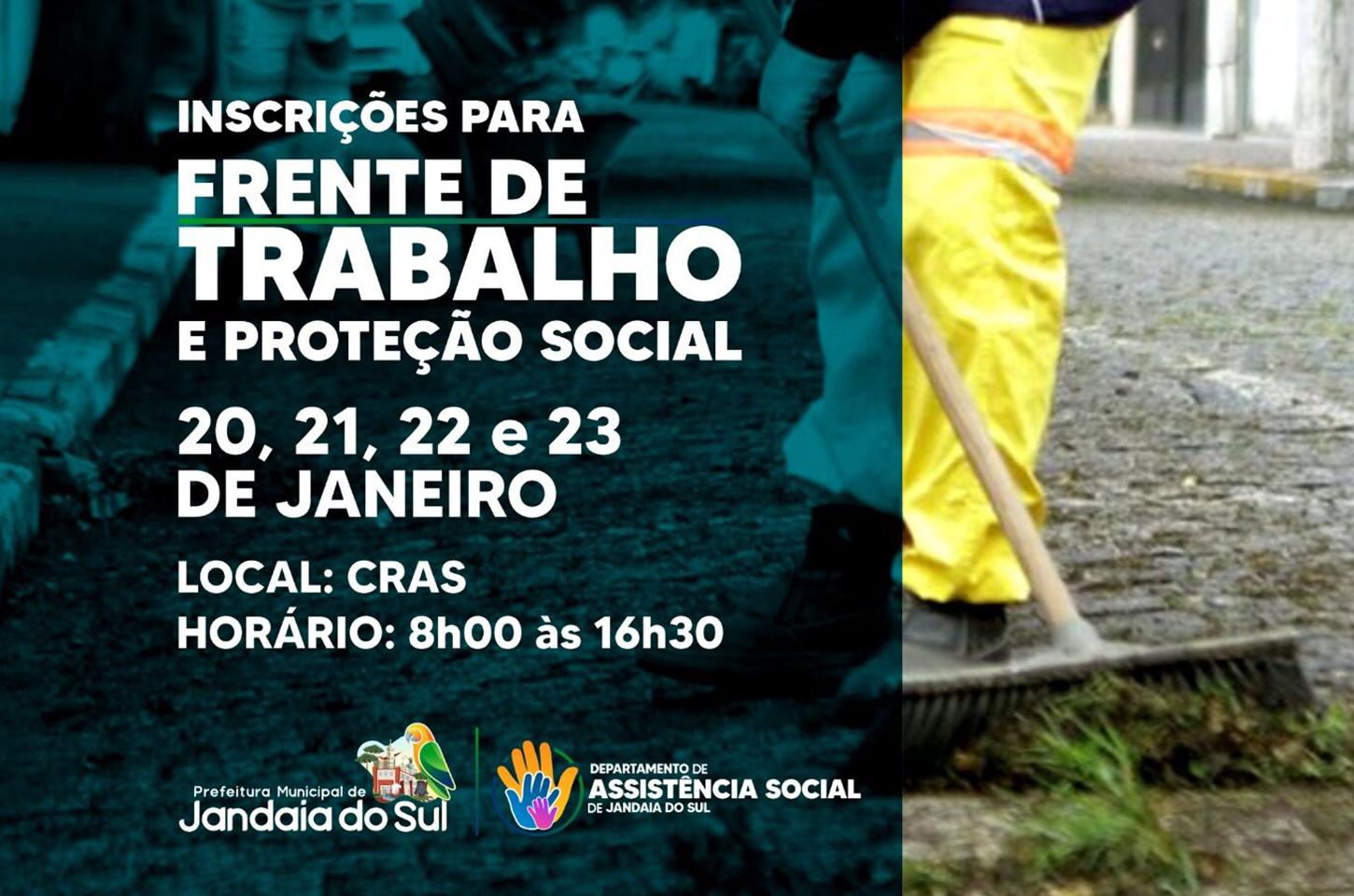 CRAS de Jandaia do Sul abre inscrições para Frente de Trabalho e Proteção Social