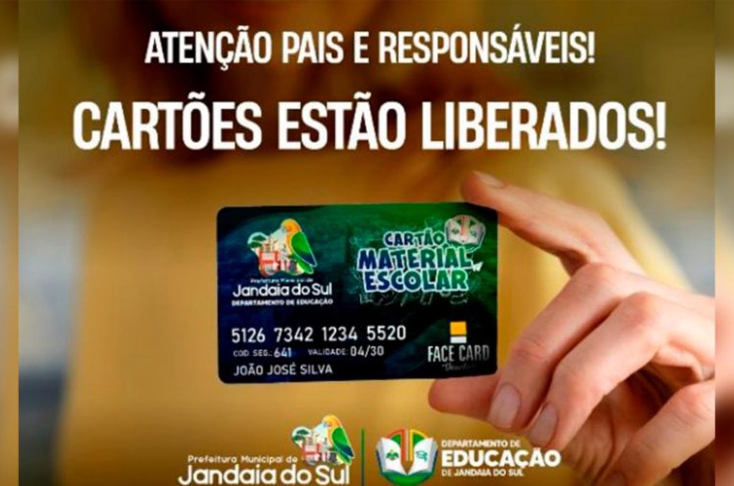 Cartões de Material Escolar 2026 já estão disponíveis na rede municipal de Jandaia do Sul