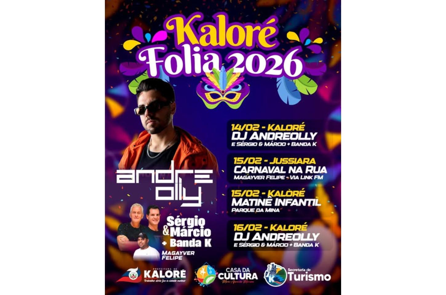 Kaloré Folia 2026 terá shows e matinê infantil