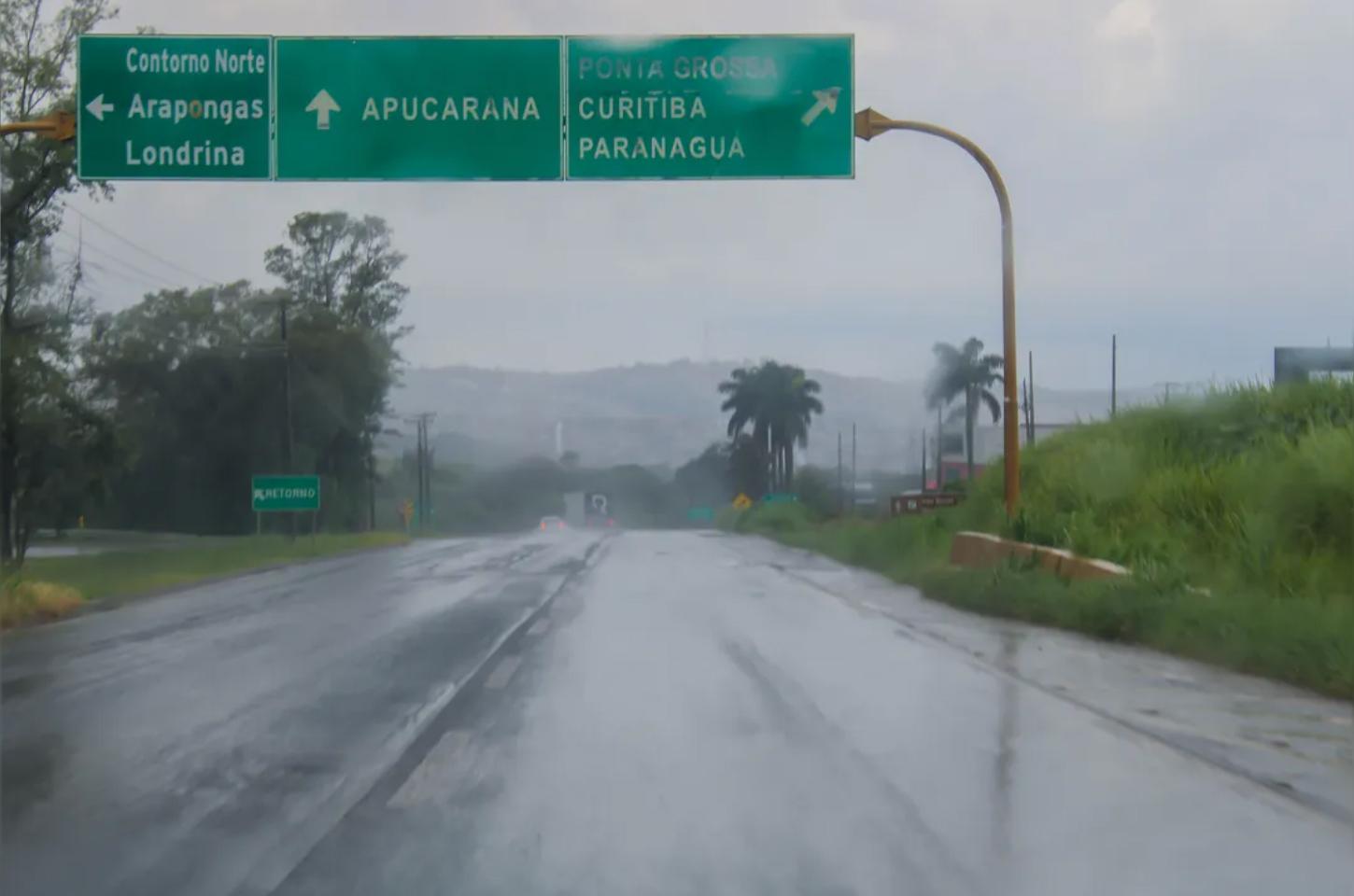 Simepar prevê chuva intensa no Norte do Paraná até sexta-feira (12)