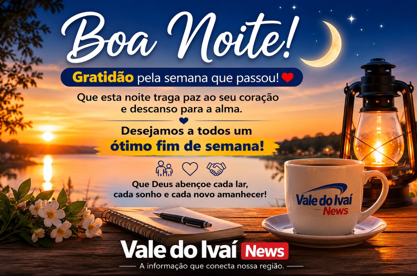Boa noite! Que a gratidão ilumine o descanso e renove as esperanças